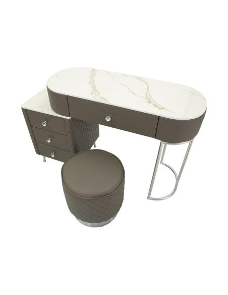 Tocador SHARON gris y plateado – detalle del sobre