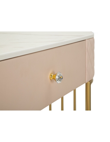 Schminktisch SHARON Rosa und Gold – Schubladendetail