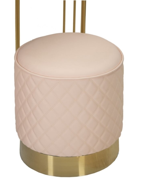 Penteadeira SHARON rosa e dourada – pufe a condizer