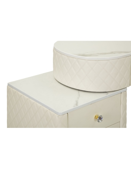 Tocador SHARON blanco crema y dorado – detalle del revestimiento