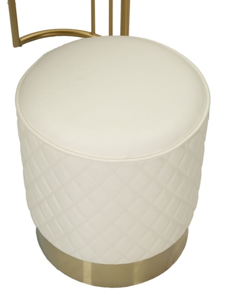 Penteadeira SHARON branco creme e dourada – pufe a condizer