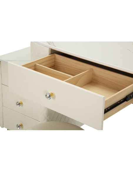 Dressing table SHARON cream white and gold – drawer detail