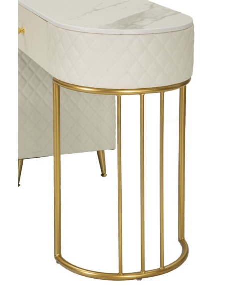 Kaptafel SHARON crèmewit en goud – detail van de poten