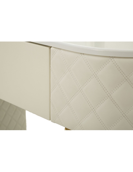 Penteadeira SHARON branco creme e dourada – pormenor do revestimento
