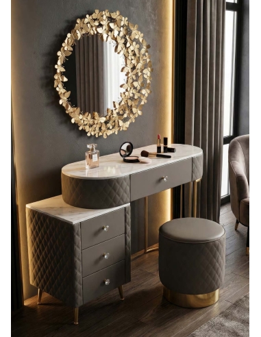 Dressing table SHARON grey and gold – room setting