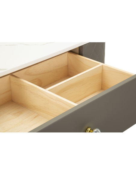 Toeletta SHARON grigia e dorata – dettaglio dei cassetti