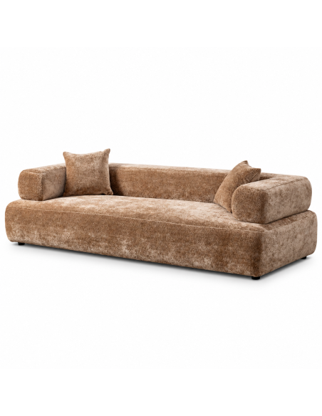 Vue détourée : Grand canapé beige IXIA en tissu, assise basse et large