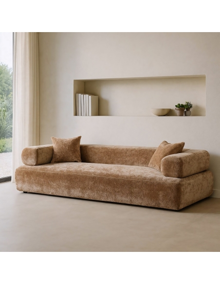 Sofá beige grande IXIA con asiento bajo y cojines sueltos - image 2