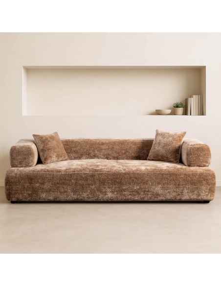 Autre vue : Grand canapé beige IXIA en tissu, assise basse et large