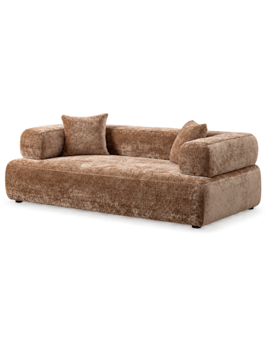 Vue détourée : Canapé beige IXIA en tissu, format compact et bas de salon