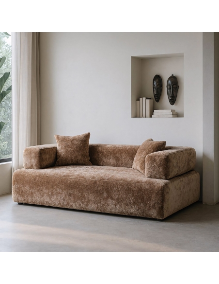 Compact beige IXIA sofa with wide arms and low back - image 2