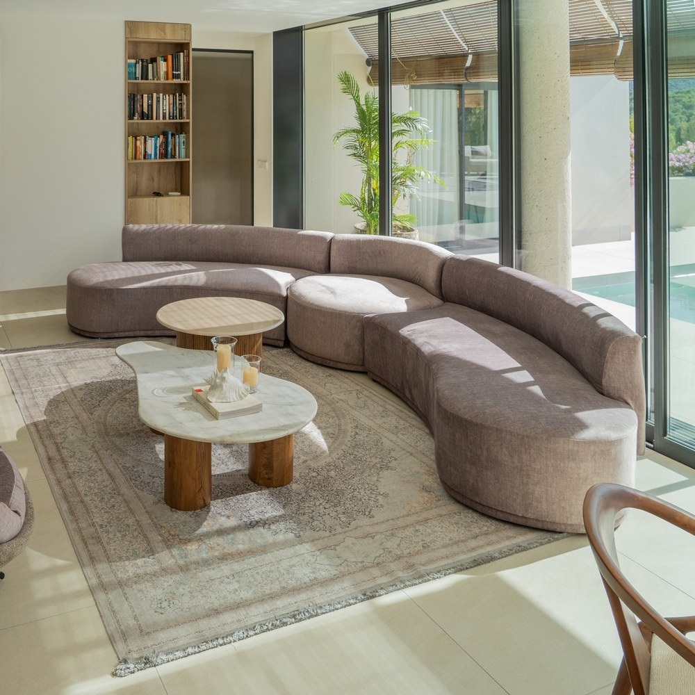 Dreiteiliges graubraunes IXIA Sofa in Bogenform