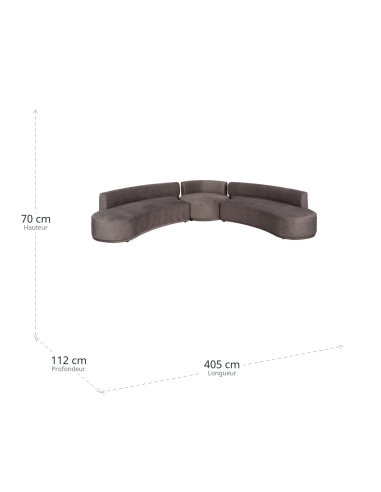 Gebogen grijs-taupe IXIA bank in drie delen - image 3
