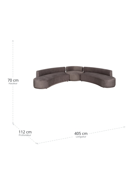 Dreiteiliges graubraunes IXIA Sofa in Bogenform - image 3