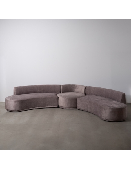 Gebogen grijs-taupe IXIA bank in drie delen - image 4