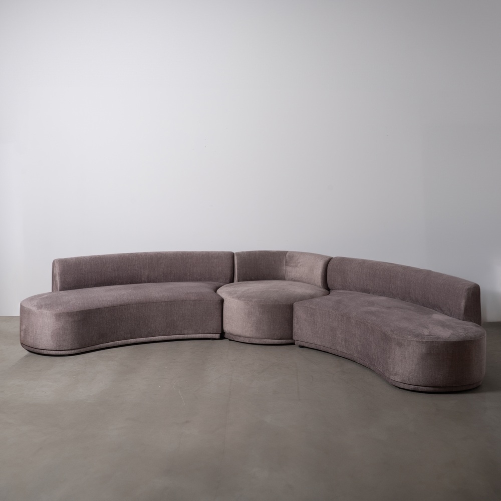Autre vue : Canapé trois éléments IXIA gris taupe aux courbes amples