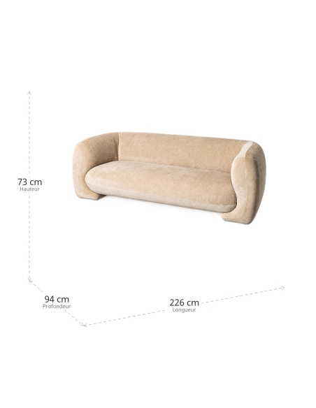 Divano beige IXIA a tre posti con braccioli curvi - image 3