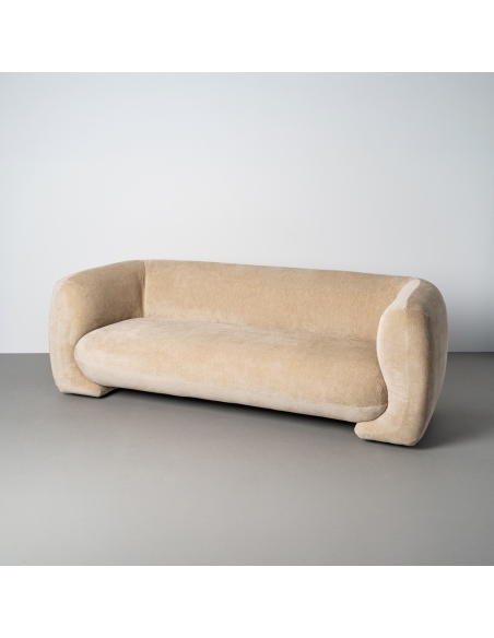 Beige IXIA three-seat sofa with rounded arms - image 4