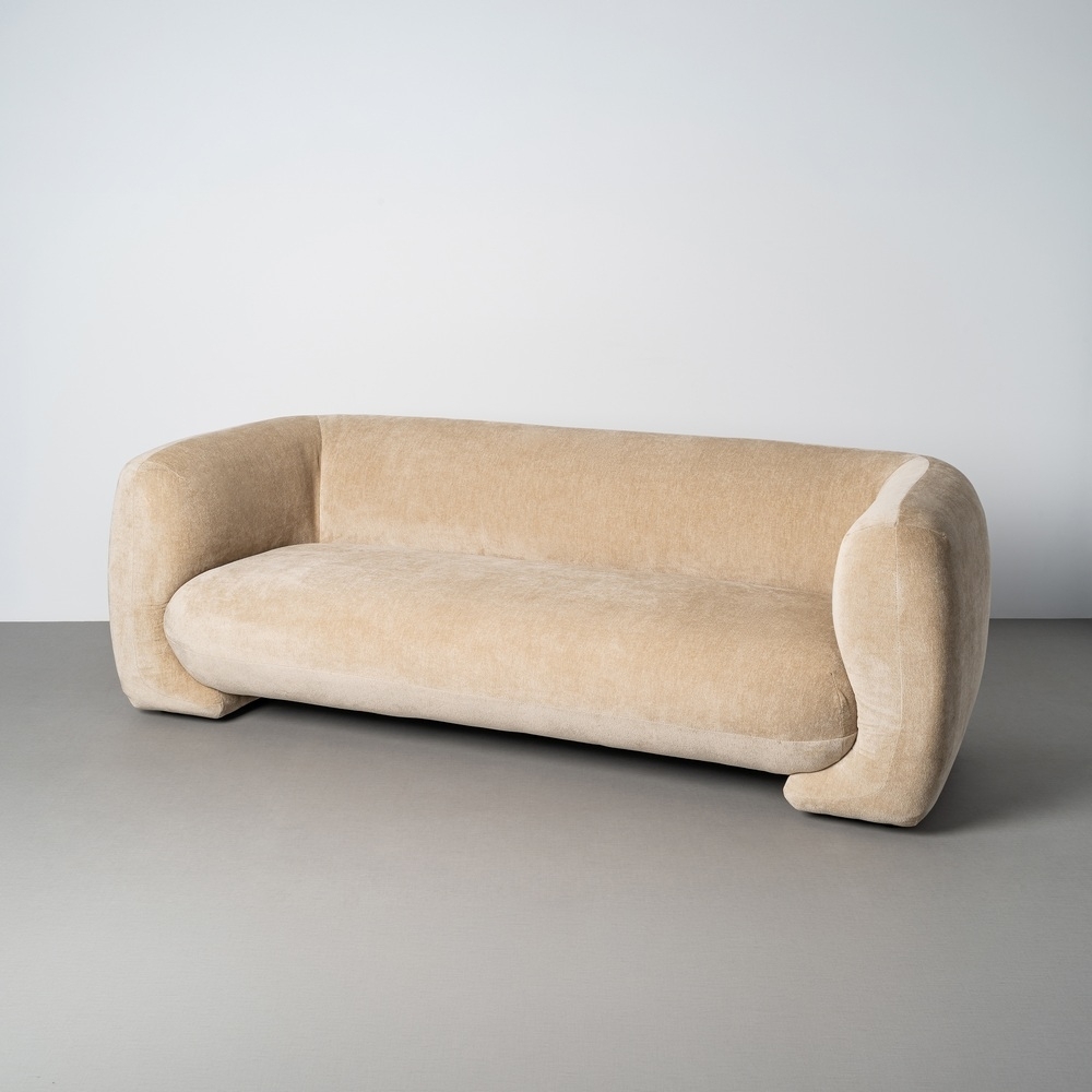 Autre vue : Canapé trois places IXIA beige aux formes arrondies