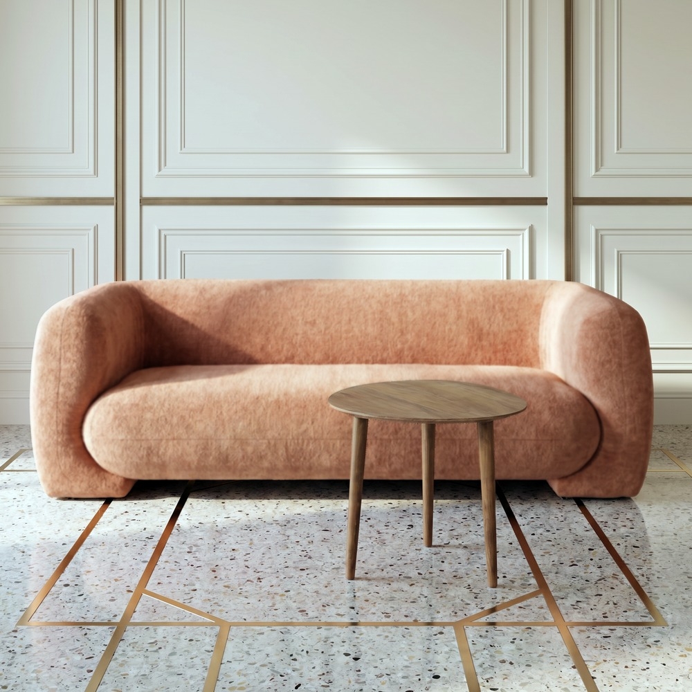 Lachsfarbenes IXIA Dreisitzer-Sofa mit runder Rückenlehne
