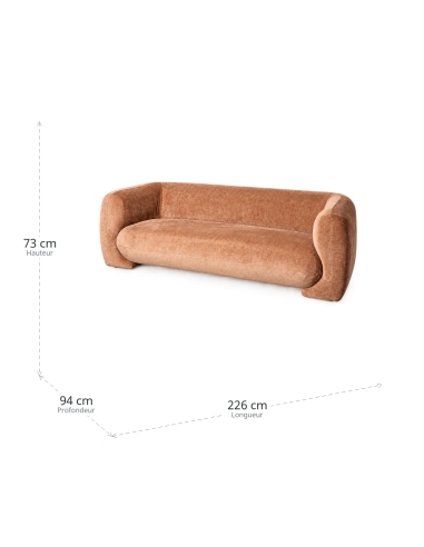 Sofá salmão IXIA de três lugares com encosto curvo - image 3