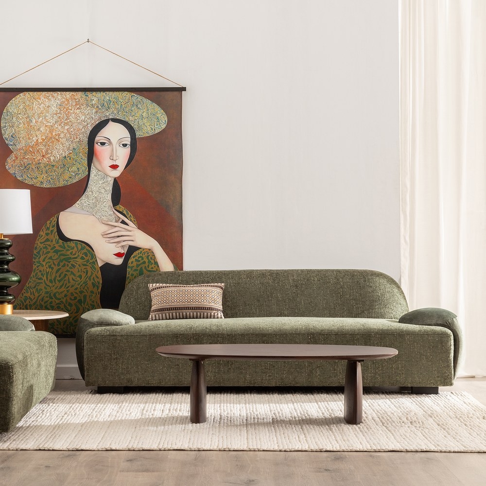 Großes grünes IXIA Sofa mit langer gebogener Lehne