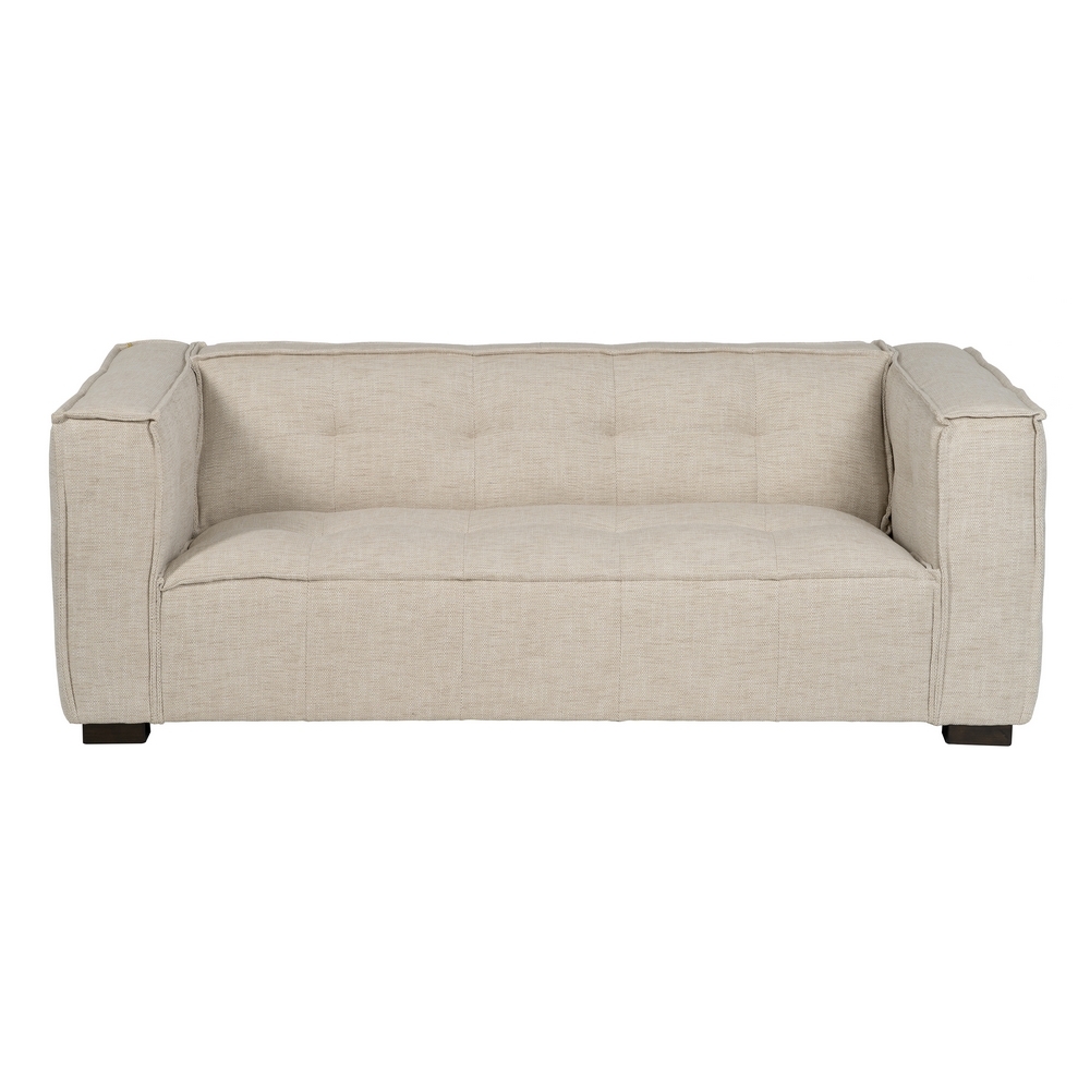 Beige IXIA SIBARIS driezitsbank met gecapitonneerde stof - image 1