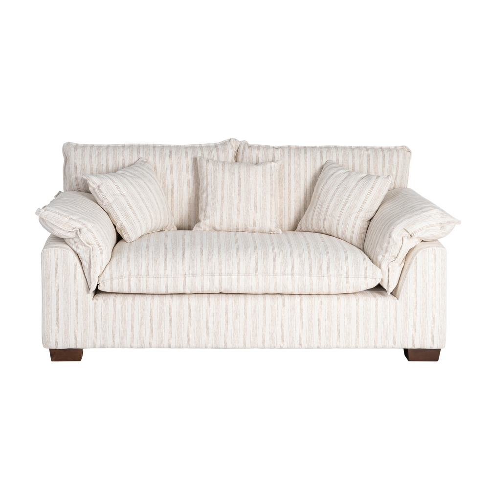 Cremefarbenes IXIA Zweisitzer-Sofa mit feinen Streifen - image 1