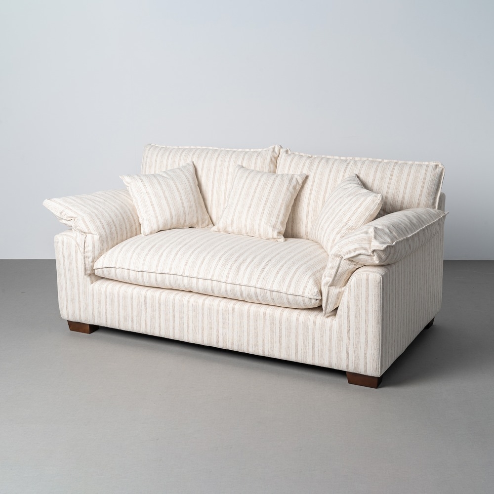 Cremefarbenes IXIA Zweisitzer-Sofa mit feinen Streifen - image 4