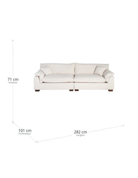 Large cream striped IXIA four-seat sofa - image 3