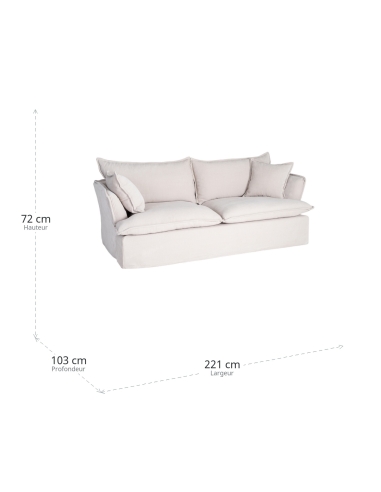 Large cream IXIA three-seat sofa with piped cushions - image 3