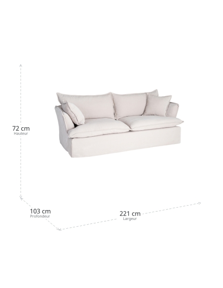 Large cream IXIA three-seat sofa with piped cushions - image 3