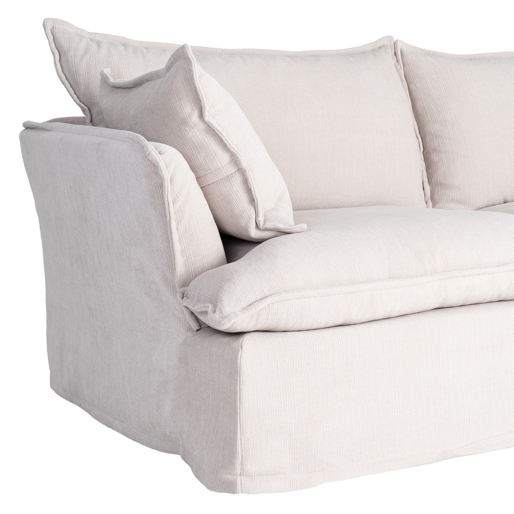 Sofá grande creme IXIA de três lugares com debruns - image 6