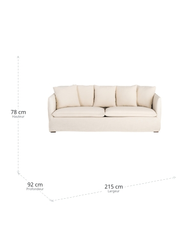 Sofá bege IXIA de três lugares com almofadas amplas - image 3