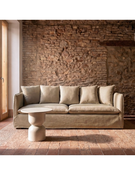 IXIA taupe three-seat sofa with soft back cushions - image 2