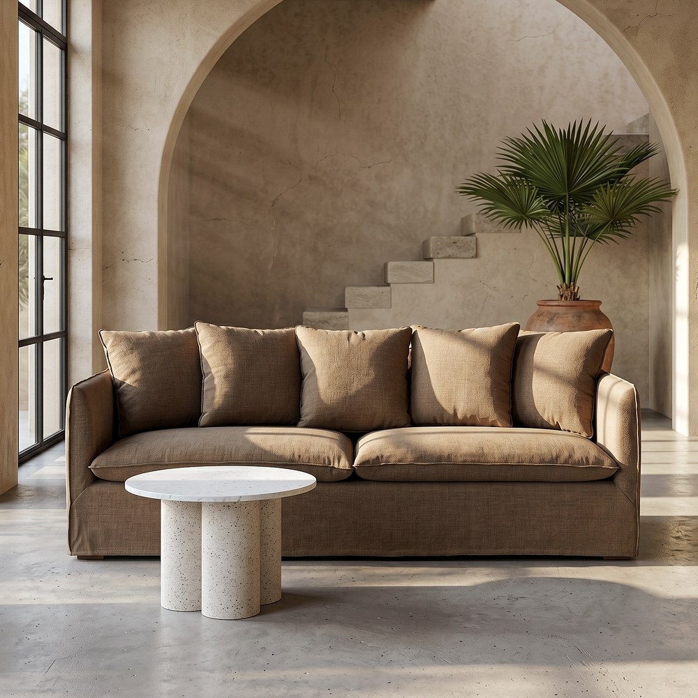 IXIA brown three-seat sofa with layered cushions - image 2