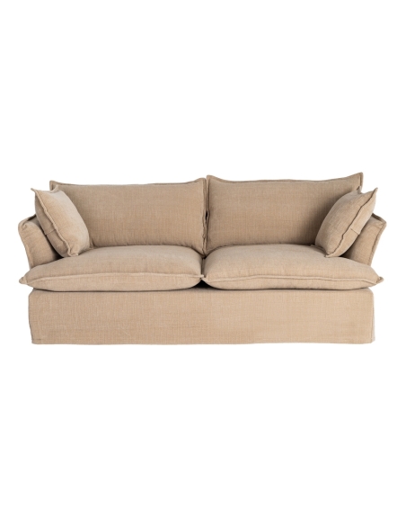 Sofá grande beige oscuro IXIA con cojines ribeteados - image 1