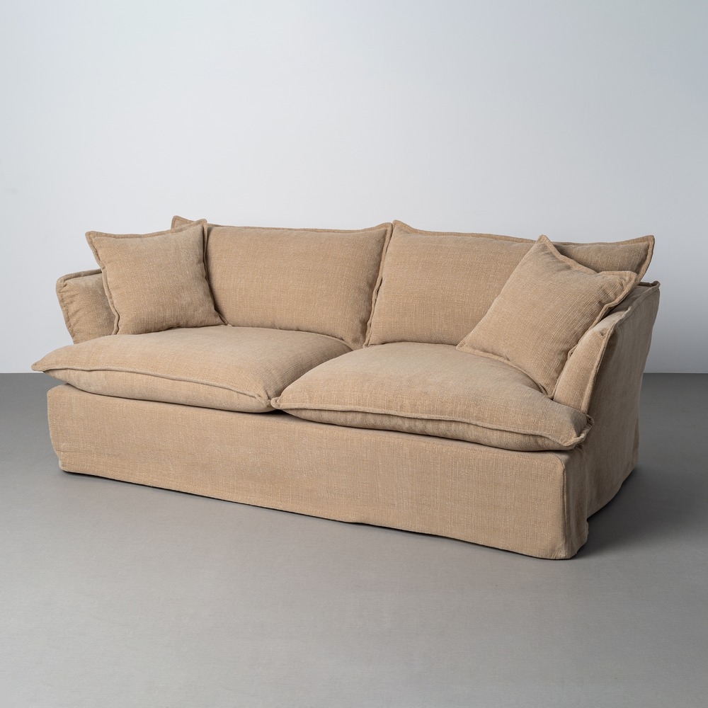 Large dark beige IXIA sofa with piped cushions - image 4