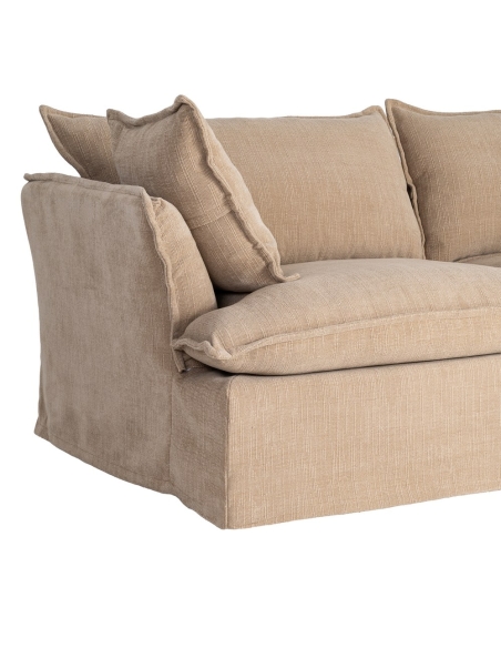 Sofá grande beige oscuro IXIA con cojines ribeteados - image 7