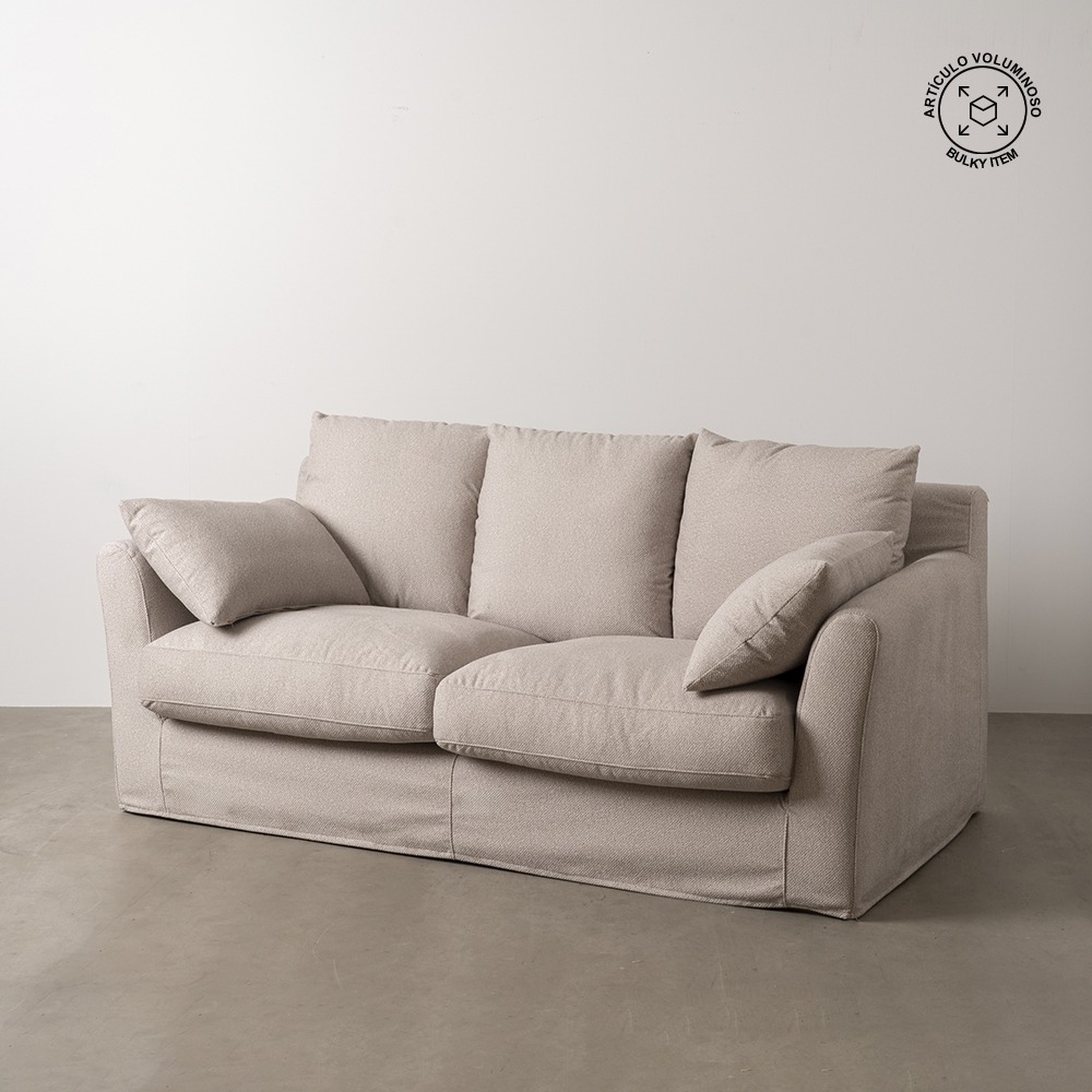 Divano beige IXIA con schienale alto e braccioli curvi - image 2