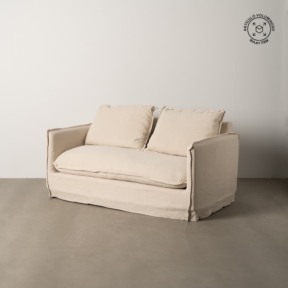 Divano crema IXIA a due posti in cotone e lino - image 2