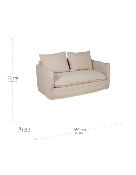 Cremefarbenes IXIA Zweisitzer-Sofa aus Baumwolle und Leinen - image 3