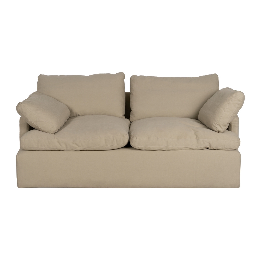 Sofá beige IXIA de dos plazas en algodón y lino con cojines - image 1