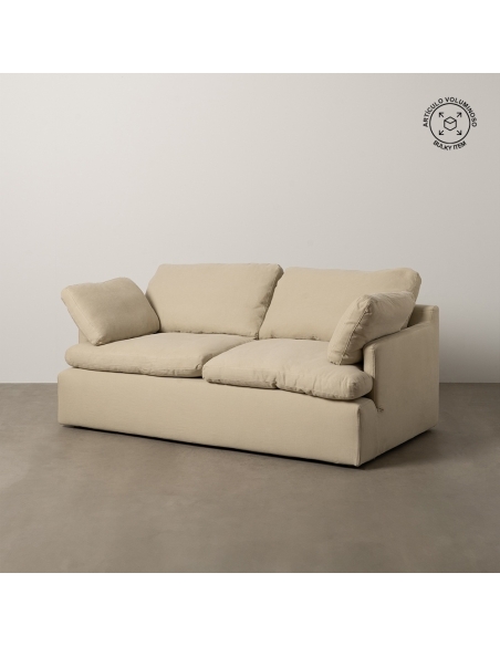 Divano beige IXIA a due posti in cotone e lino con cuscini - image 2
