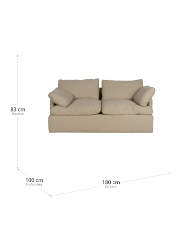 Beiges IXIA Zweisitzer-Sofa aus Baumwolle und Leinen mit Kissen - image 3