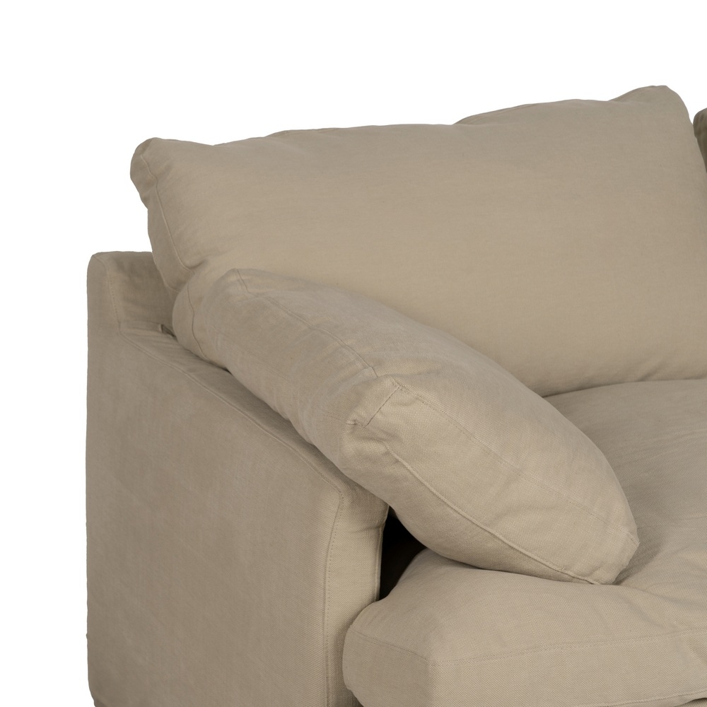 Beige IXIA tweezitsbank van katoen en linnen met kussens - image 6