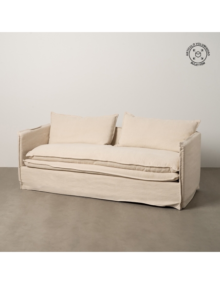 Großes cremefarbenes IXIA Dreisitzer-Sofa mit dickem Sitz - image 2