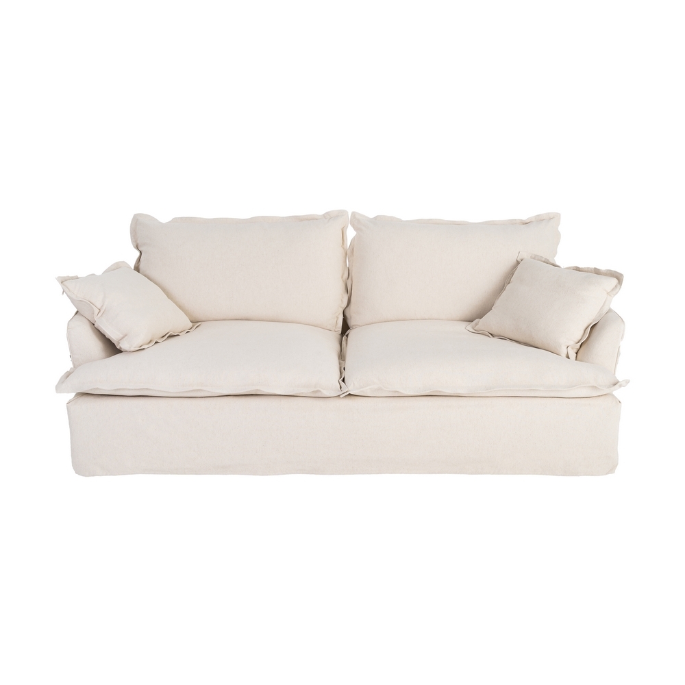 Sofá grande beige IXIA de tres plazas y respaldo suave - image 1
