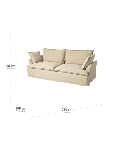 Large IXIA pale green three-seat sofa with covered base - image 3