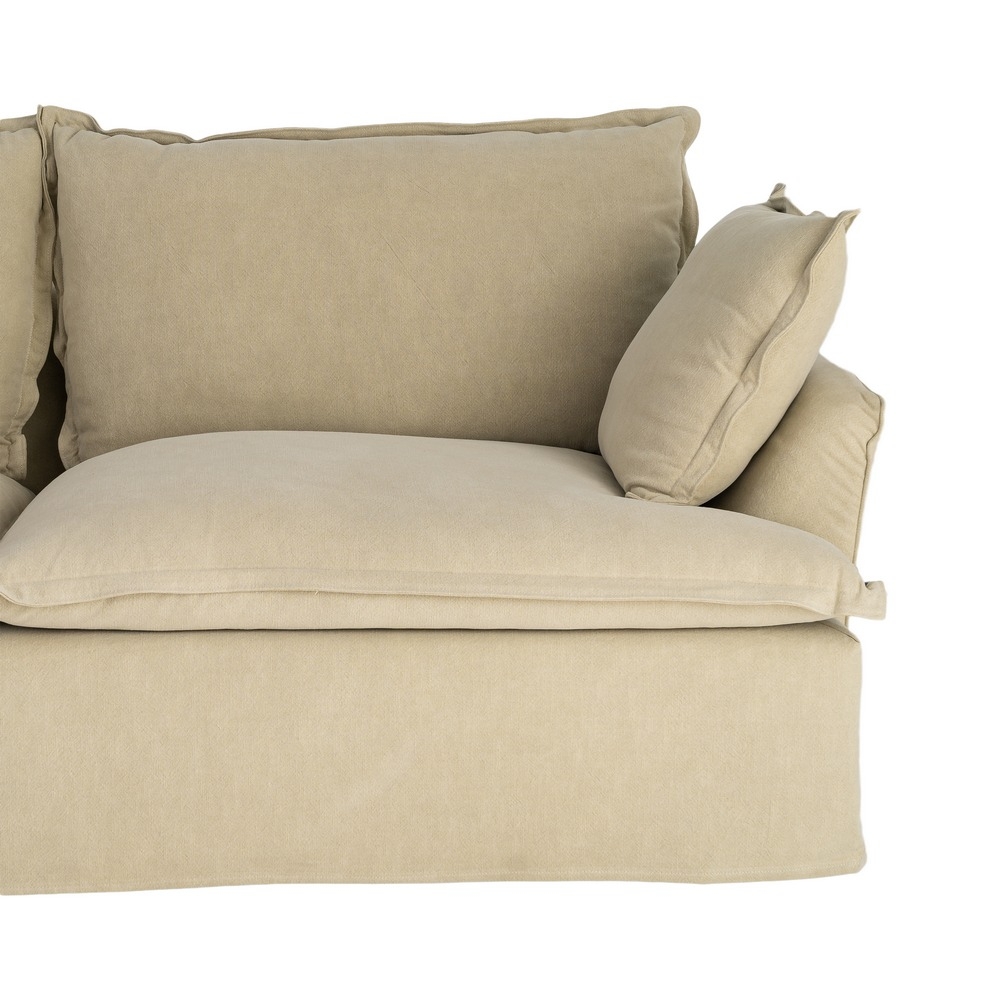 Large IXIA pale green three-seat sofa with covered base - image 8